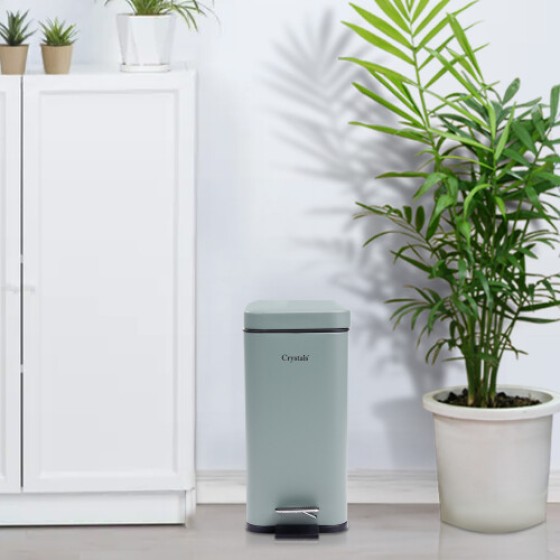 5L Ultra-Slim Bathroom Kitchen Pedal Rectangular Trash Can with Soft-Close Lid